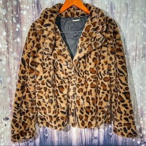 JOUJOU Faux Fur Cheetah Print Jacket